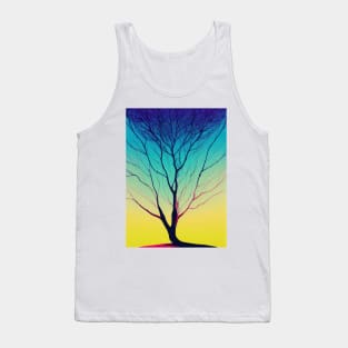 Lonely Tree at Sunset - Vibrant Colored Whimsical Minimalist - Abstract Bright Colorful Nature Poster Art of a Leafless Branches Tank Top